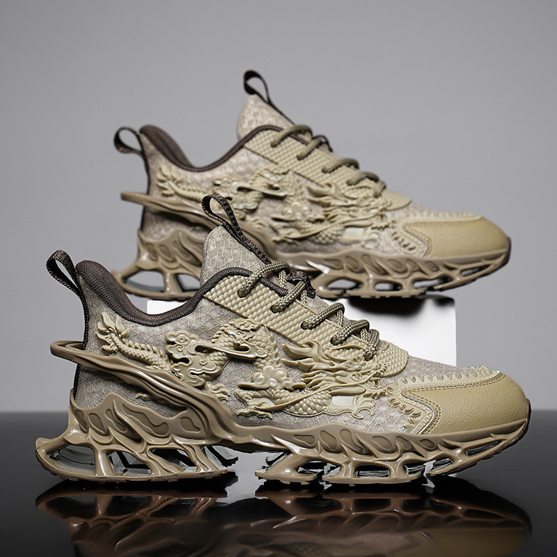 Men's Breathable Casual Sneakers with Raised Sole, TPU Upper, Lace-Up, Spring Summer