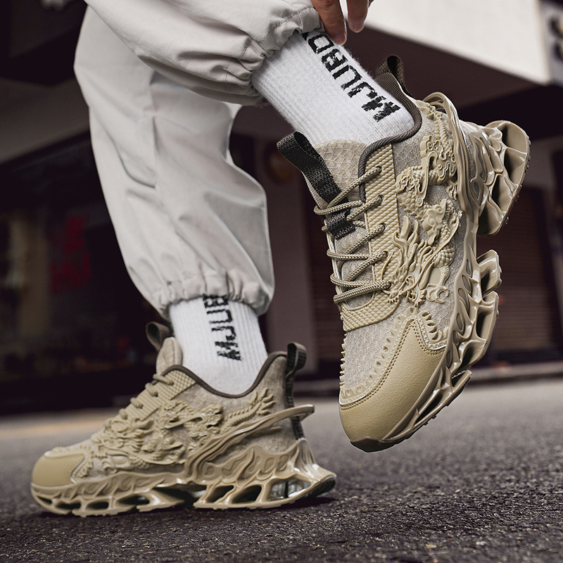 Men's Breathable Casual Sneakers with Raised Sole, TPU Upper, Lace-Up, Spring Summer