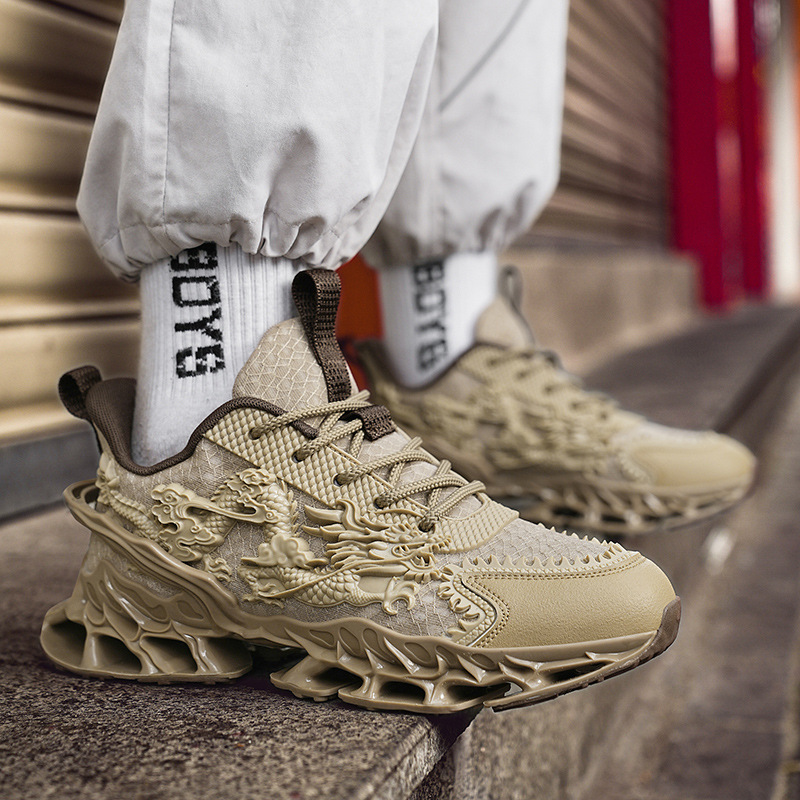 Men's Breathable Casual Sneakers with Raised Sole, TPU Upper, Lace-Up, Spring Summer
