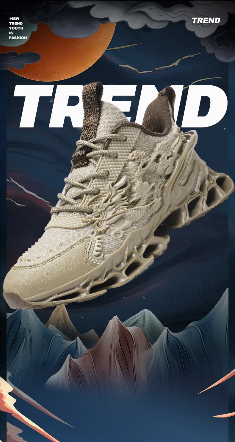 Men's Breathable Casual Sneakers with Raised Sole, TPU Upper, Lace-Up, Spring Summer
