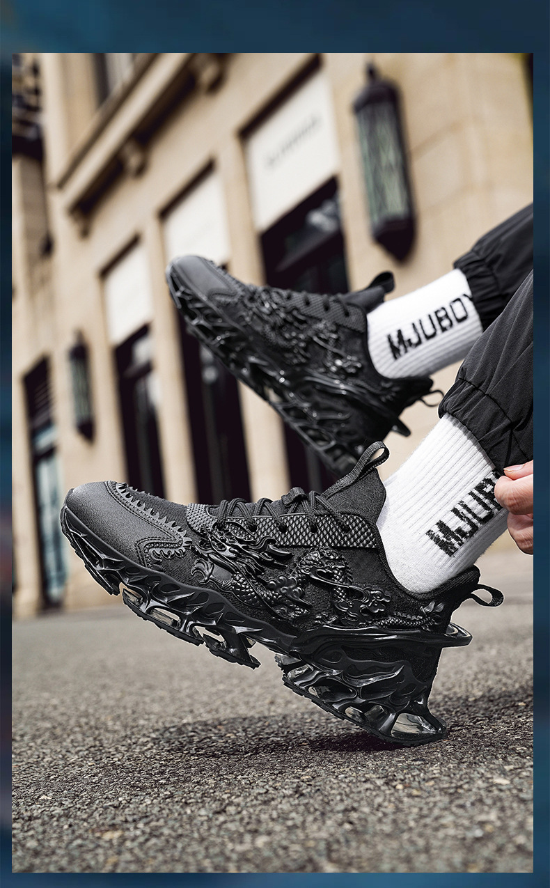 Men's Breathable Casual Sneakers with Raised Sole, TPU Upper, Lace-Up, Spring Summer
