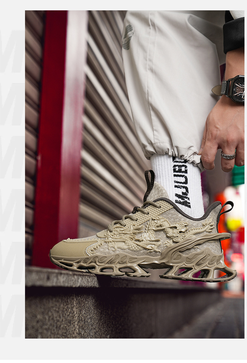 Men's Breathable Casual Sneakers with Raised Sole, TPU Upper, Lace-Up, Spring Summer