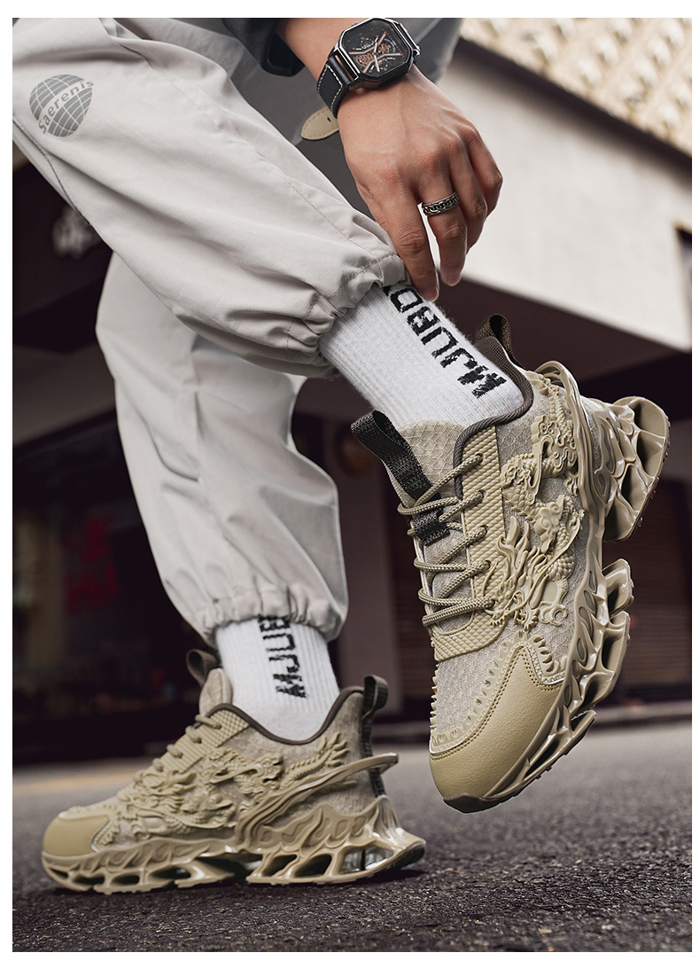 Men's Breathable Casual Sneakers with Raised Sole, TPU Upper, Lace-Up, Spring Summer