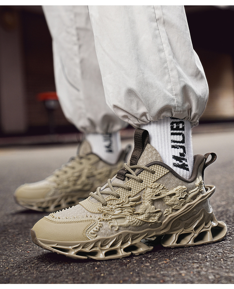 Men's Breathable Casual Sneakers with Raised Sole, TPU Upper, Lace-Up, Spring Summer
