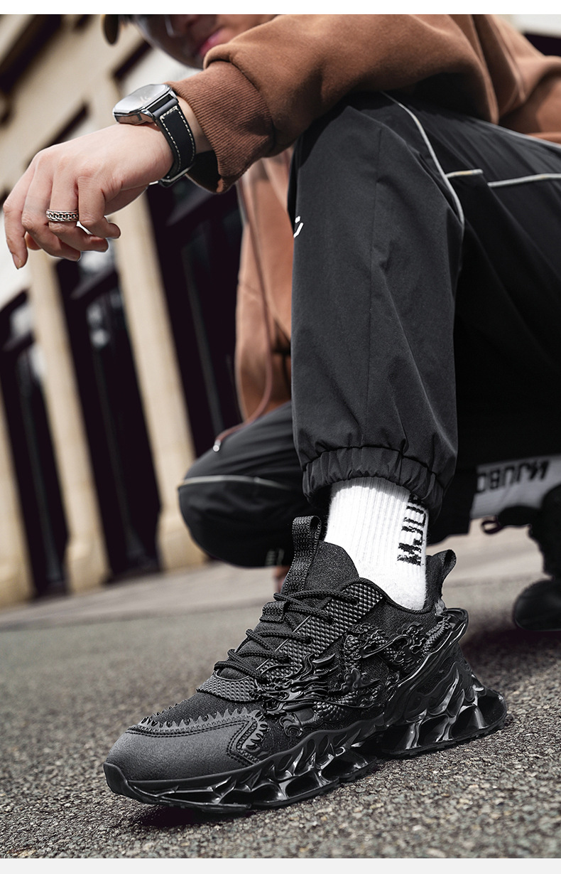 Men's Breathable Casual Sneakers with Raised Sole, TPU Upper, Lace-Up, Spring Summer