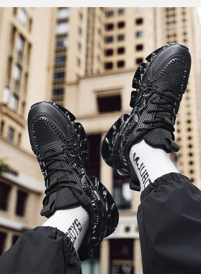 Men's Breathable Casual Sneakers with Raised Sole, TPU Upper, Lace-Up, Spring Summer