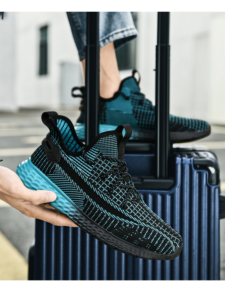 Sepatu Lari Rajut Bernapas Pria, Sepatu Kets Kasual Ringan untuk Musim Semi Musim Panas