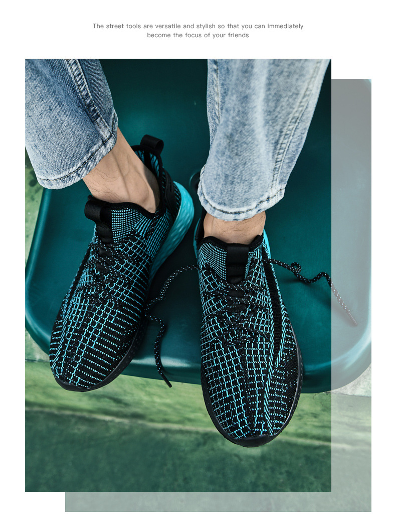 Sepatu Lari Rajut Bernapas Pria, Sepatu Kets Kasual Ringan untuk Musim Semi Musim Panas