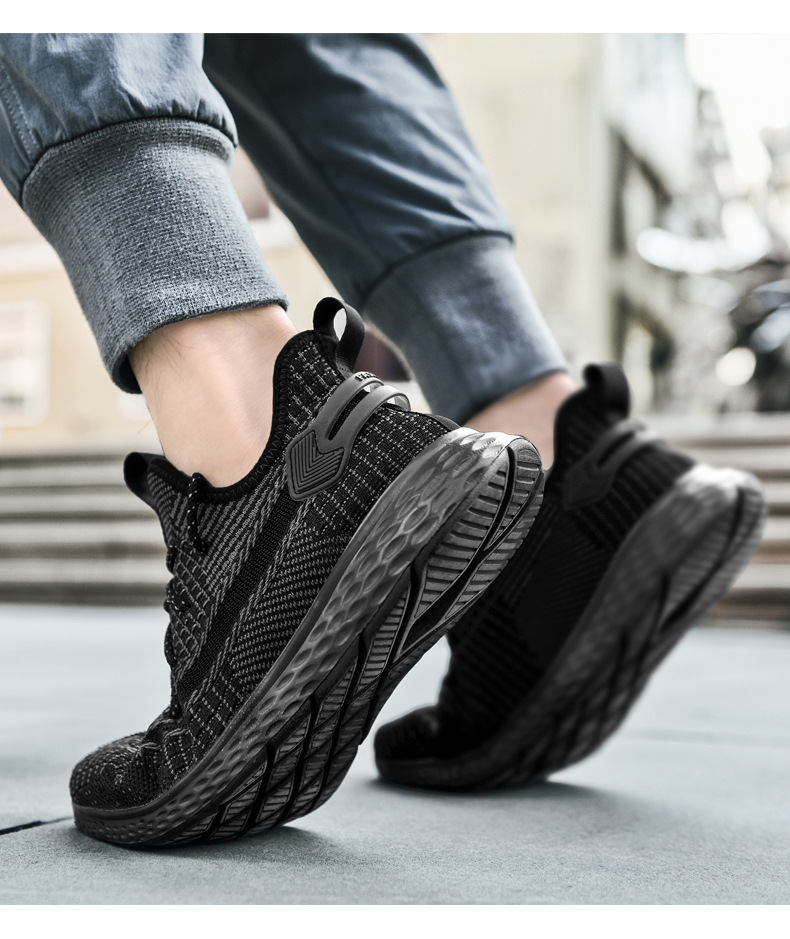 Sepatu Lari Rajut Bernapas Pria, Sepatu Kets Kasual Ringan untuk Musim Semi Musim Panas