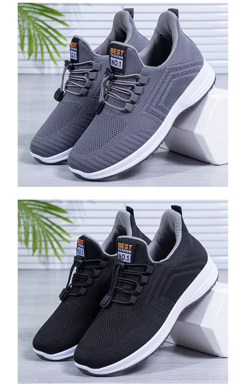 Men's Breathable Flyknit Walking Shoes Slip-On Casual Soft Sole Spring Autumn