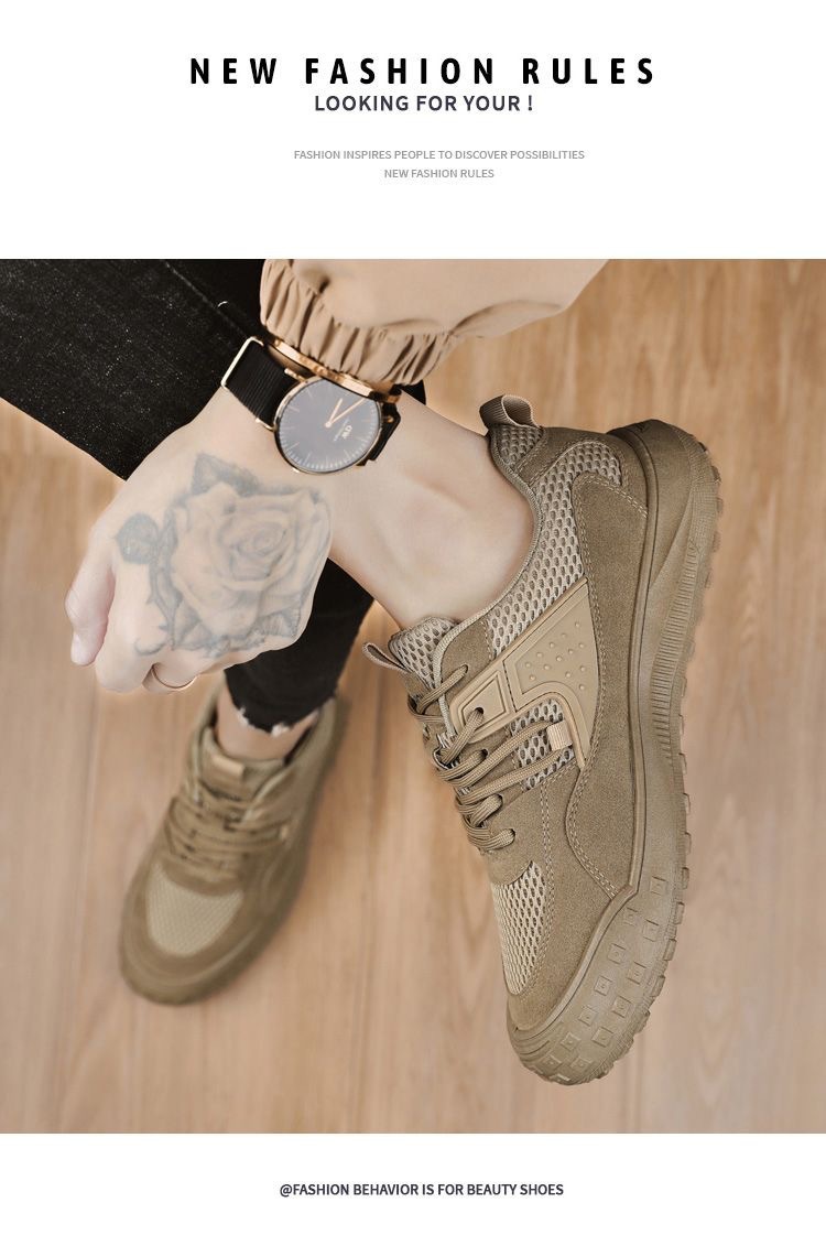 Men's Breathable Mesh Casual Shoes, Non-slip Rubber Sole Low-top Sneakers for Spring Summer Fall