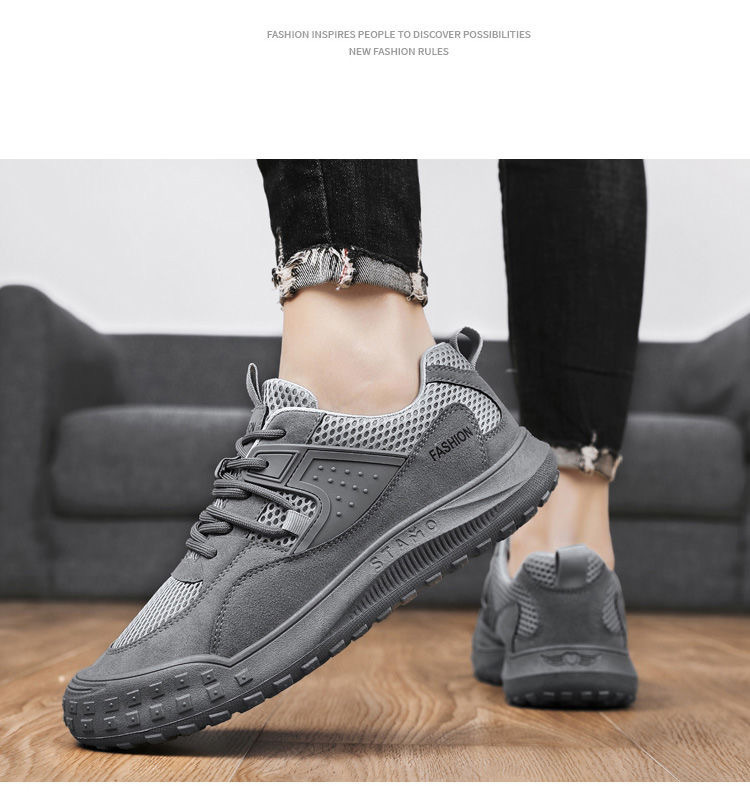 Men's Breathable Mesh Casual Shoes, Non-slip Rubber Sole Low-top Sneakers for Spring Summer Fall