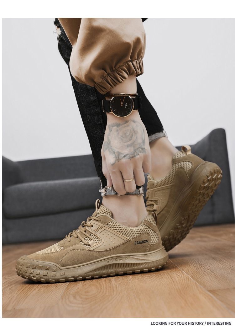 Men's Breathable Mesh Casual Shoes, Non-slip Rubber Sole Low-top Sneakers for Spring Summer Fall