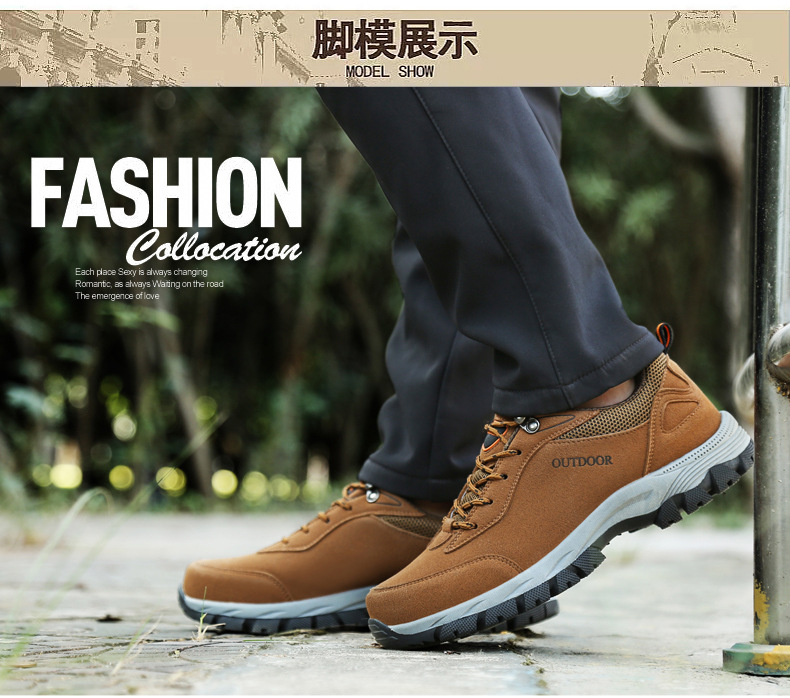 Men's Winter Waterproof Hiking Shoes, Suede Outdoor Trekking Boots for Cold Weather