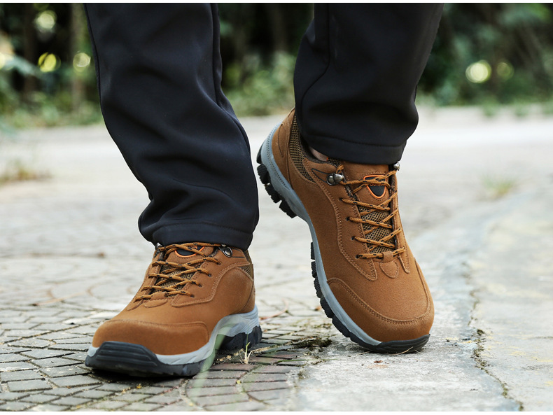 Men's Winter Waterproof Hiking Shoes, Suede Outdoor Trekking Boots for Cold Weather