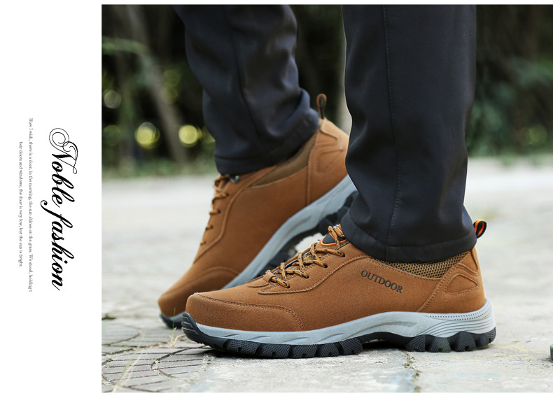 Men's Winter Waterproof Hiking Shoes, Suede Outdoor Trekking Boots for Cold Weather