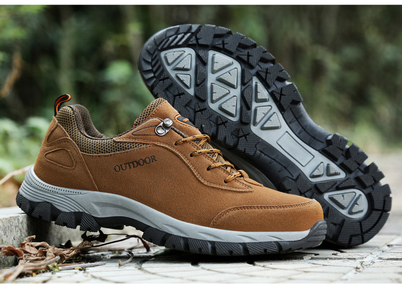 Men's Winter Waterproof Hiking Shoes, Suede Outdoor Trekking Boots for Cold Weather