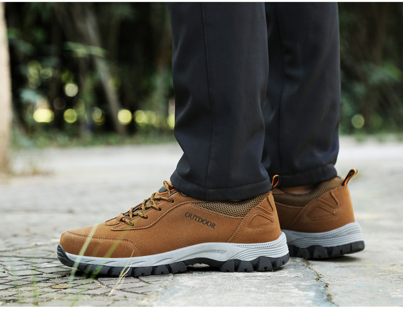 Men's Winter Waterproof Hiking Shoes, Suede Outdoor Trekking Boots for Cold Weather