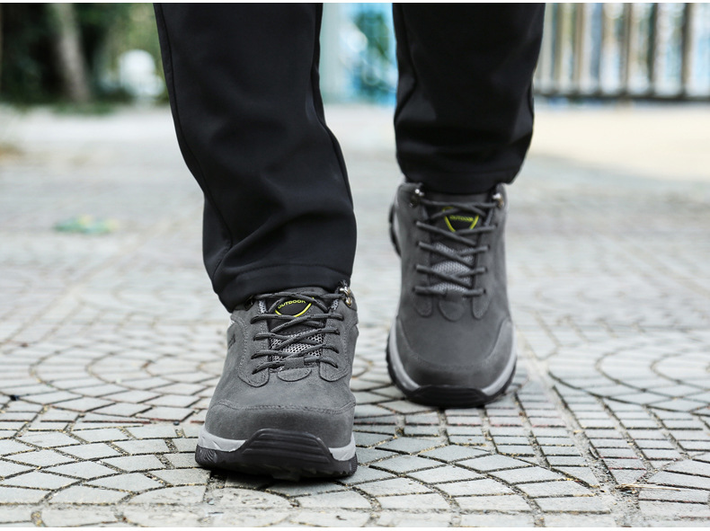 Men's Winter Waterproof Hiking Shoes, Suede Outdoor Trekking Boots for Cold Weather