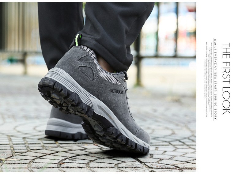 Men's Winter Waterproof Hiking Shoes, Suede Outdoor Trekking Boots for Cold Weather