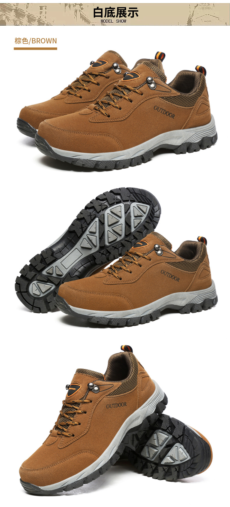 Men's Winter Waterproof Hiking Shoes, Suede Outdoor Trekking Boots for Cold Weather