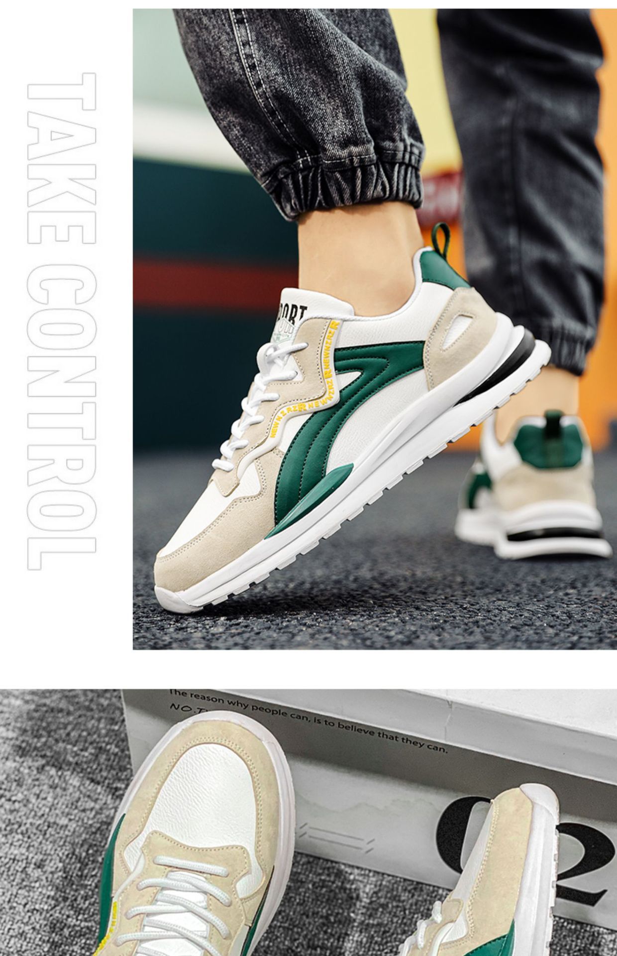 Men's Breathable Casual Running Shoes, Lightweight Comfortable Sneakers for Spring Summer Fall