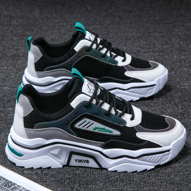 Men's Breathable Mesh Casual Sneakers Low-Top Thick Sole Summer Shoes