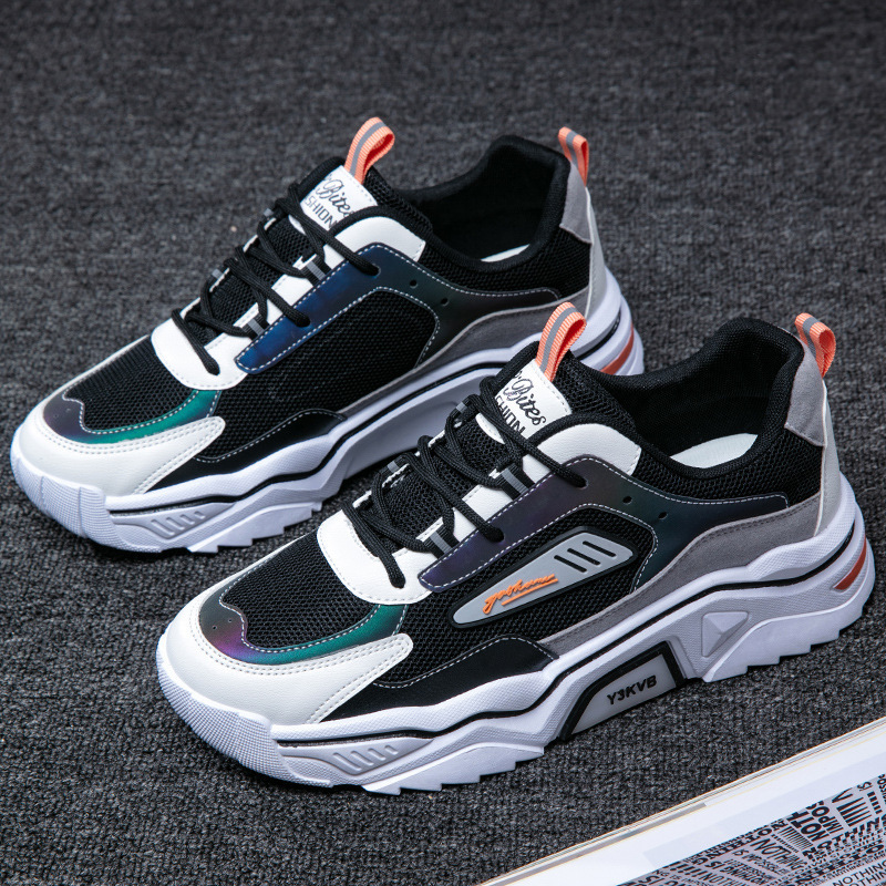 Men's Breathable Mesh Casual Sneakers Low-Top Thick Sole Summer Shoes