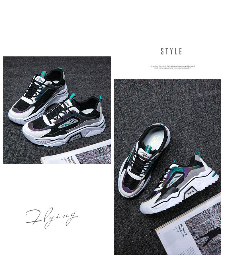 Men's Breathable Mesh Casual Sneakers Low-Top Thick Sole Summer Shoes