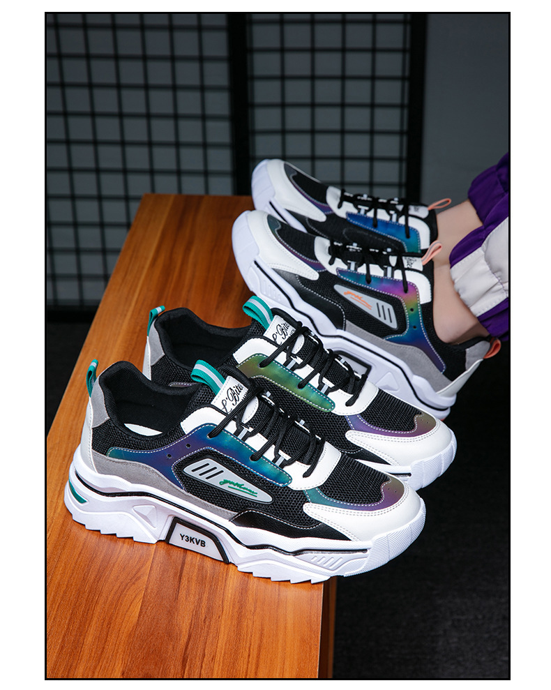 Men's Breathable Mesh Casual Sneakers Low-Top Thick Sole Summer Shoes