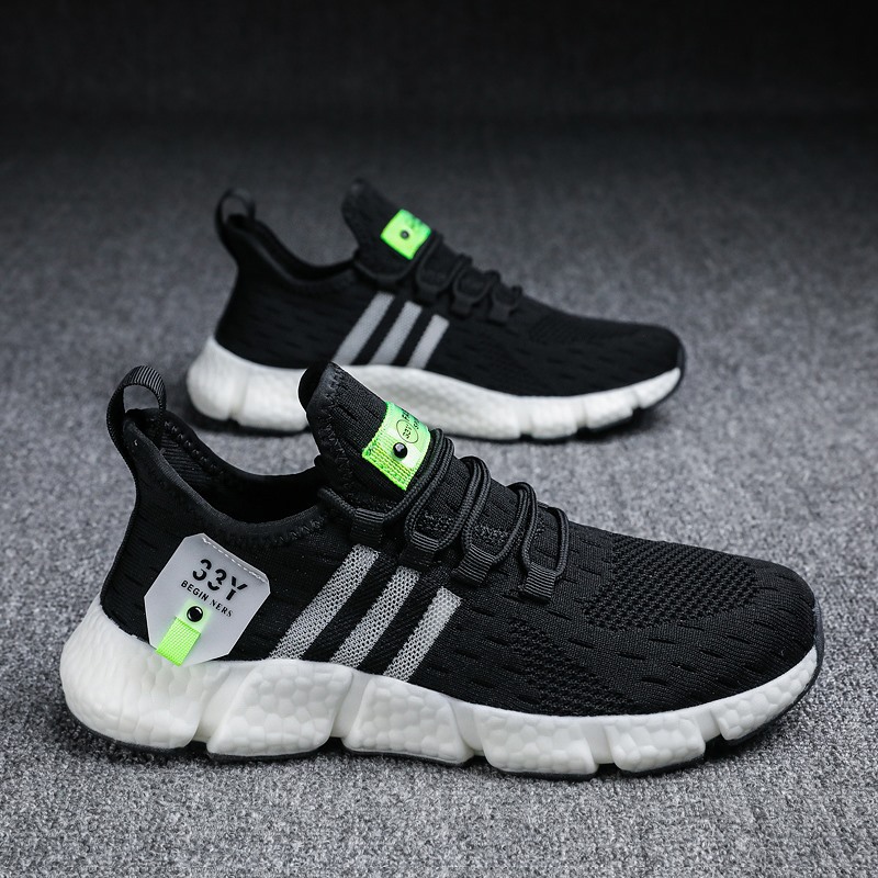 Men's breathable mesh running shoes summer lightweight fly-woven sneakers