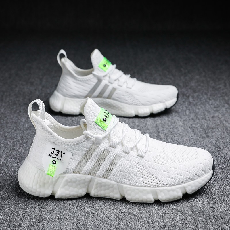 Men's breathable mesh running shoes summer lightweight fly-woven sneakers