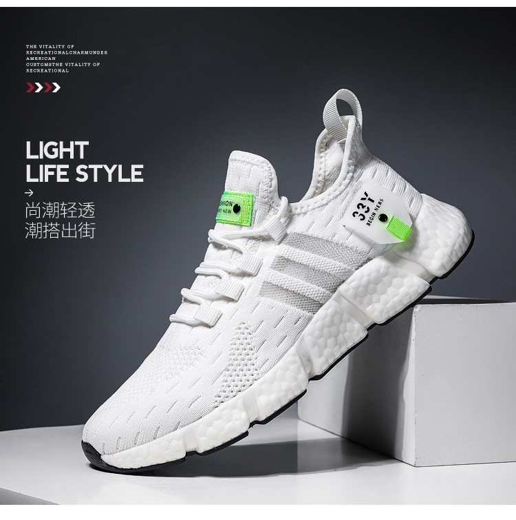 Men's breathable mesh running shoes summer lightweight fly-woven sneakers