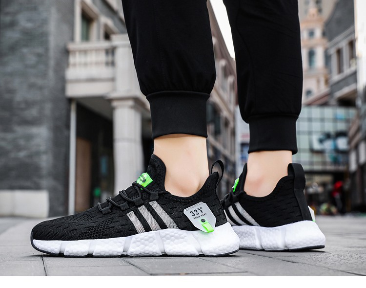 Men's breathable mesh running shoes summer lightweight fly-woven sneakers