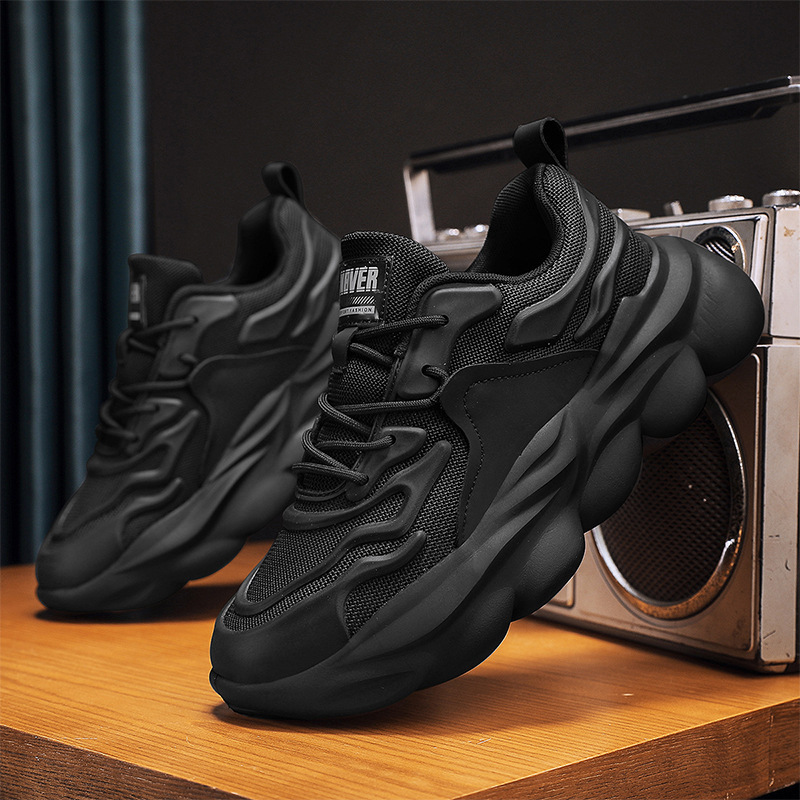 Men's Chunky Sneakers Low-Top Casual Shoes Breathable Mesh Thick Sole