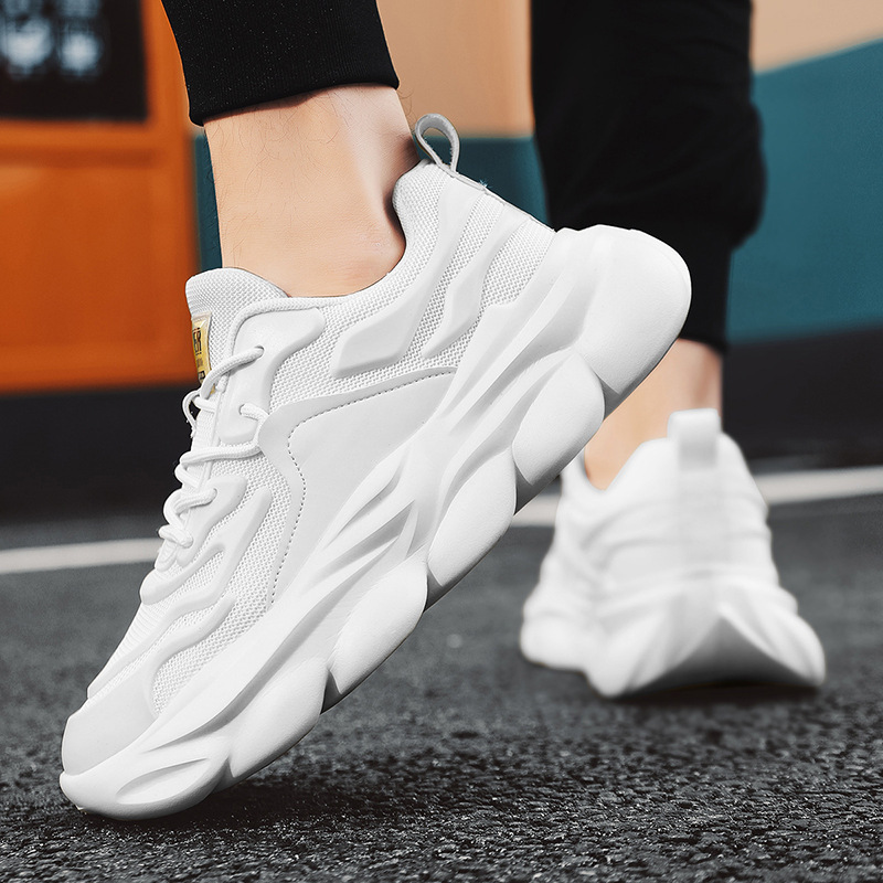Men's Chunky Sneakers Low-Top Casual Shoes Breathable Mesh Thick Sole