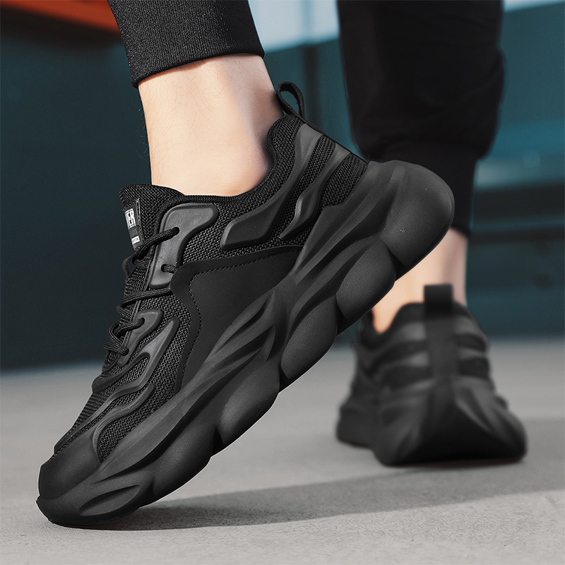 Men's Chunky Sneakers Low-Top Casual Shoes Breathable Mesh Thick Sole