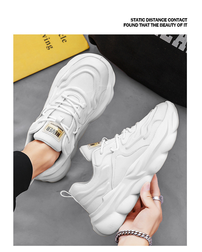 Men's Chunky Sneakers Low-Top Casual Shoes Breathable Mesh Thick Sole