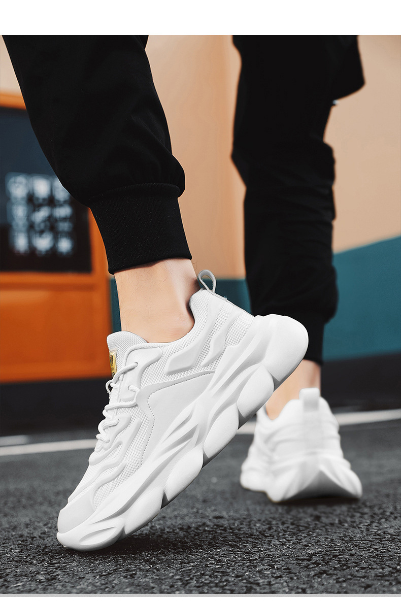 Men's Chunky Sneakers Low-Top Casual Shoes Breathable Mesh Thick Sole