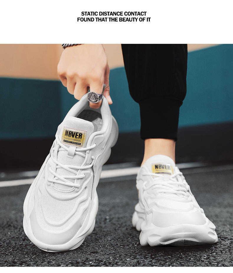Men's Chunky Sneakers Low-Top Casual Shoes Breathable Mesh Thick Sole