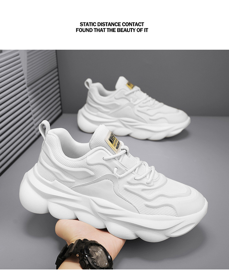 Men's Chunky Sneakers Low-Top Casual Shoes Breathable Mesh Thick Sole