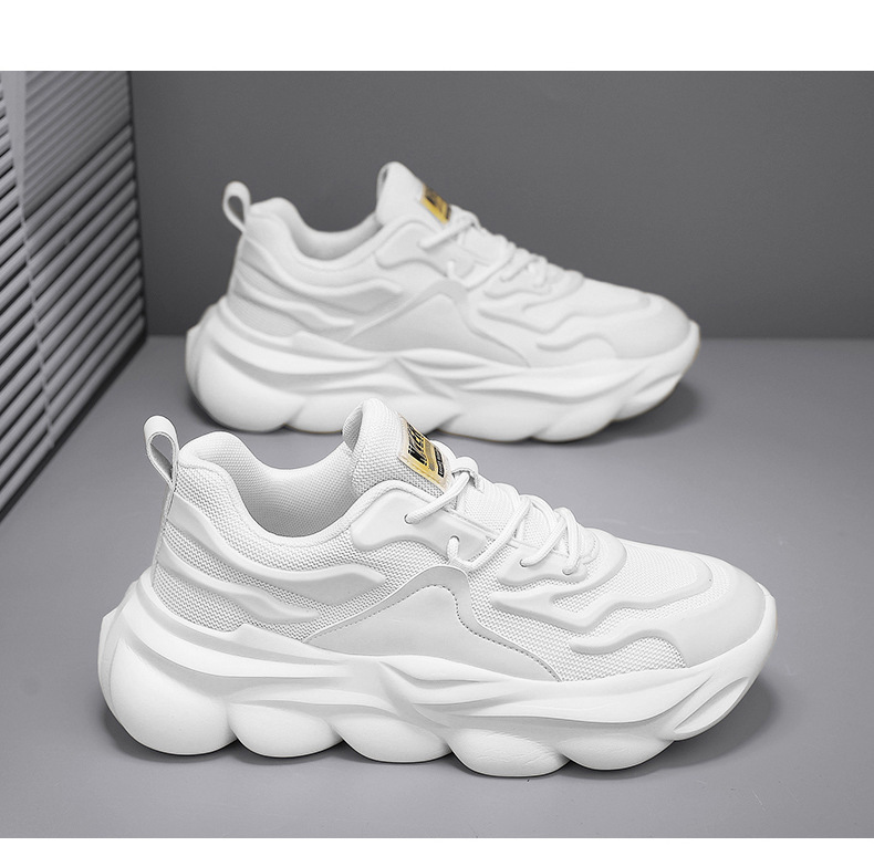 Men's Chunky Sneakers Low-Top Casual Shoes Breathable Mesh Thick Sole