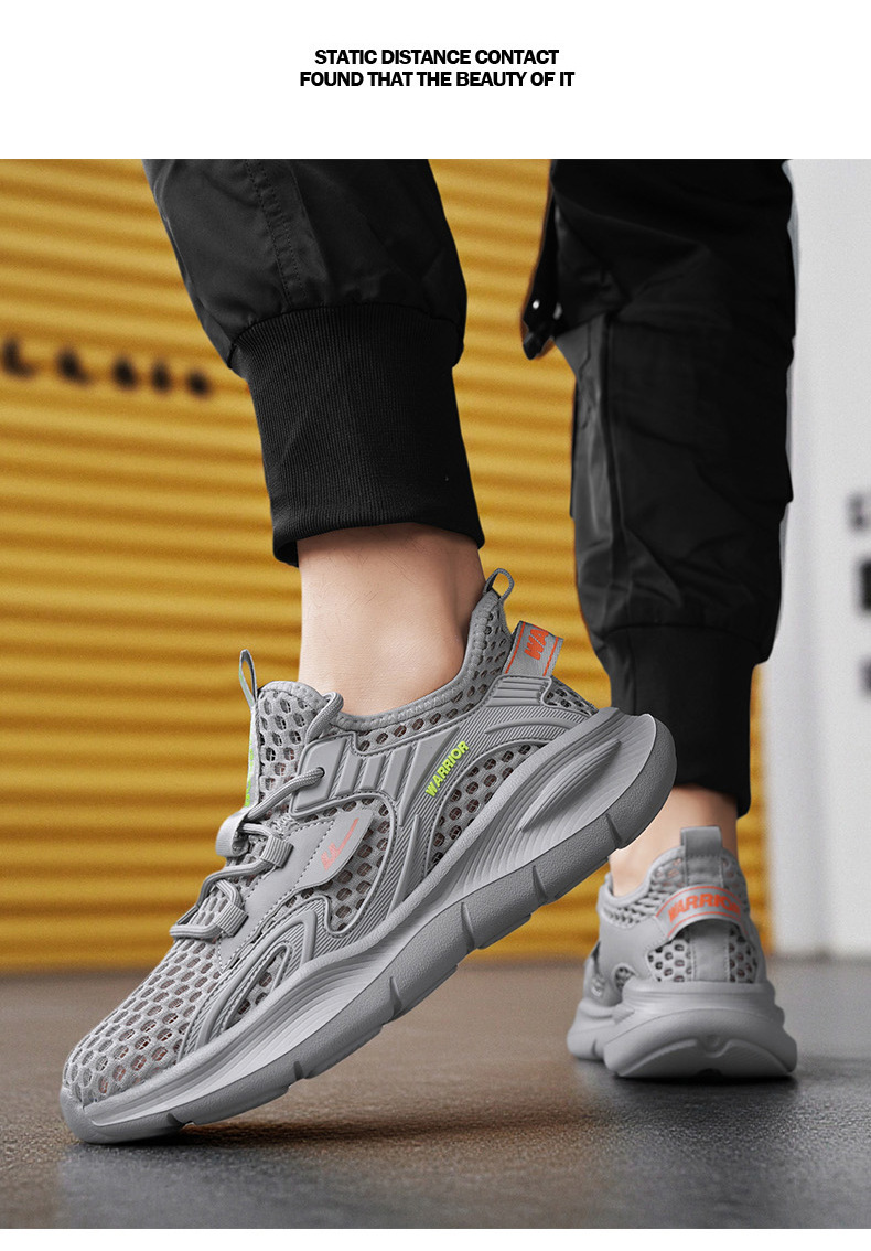勇士男士透氣網眼跑鞋夏季輕便運動鞋
