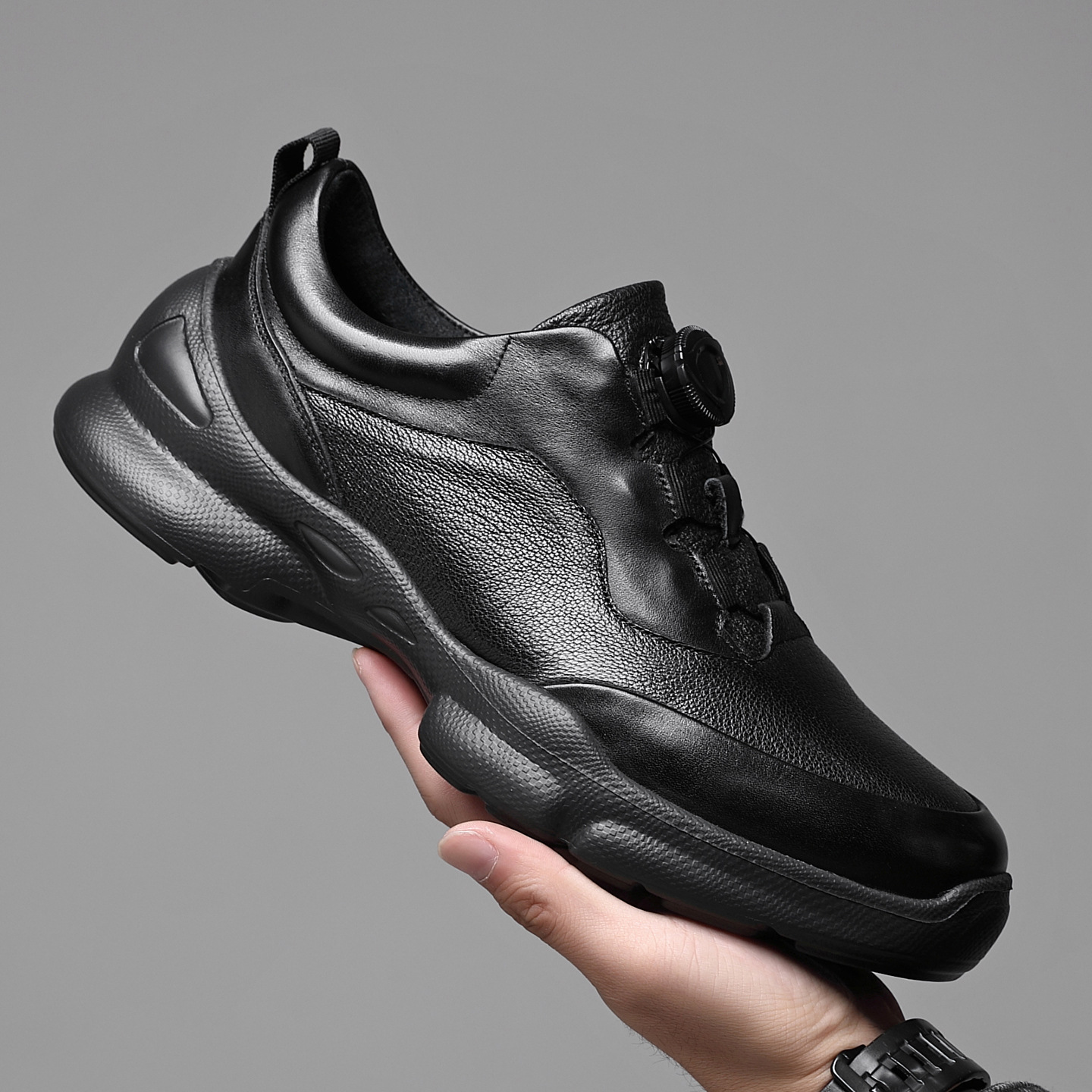 Men's Casual Leather Walking Shoes, Lightweight Comfortable Outdoor Sneakers