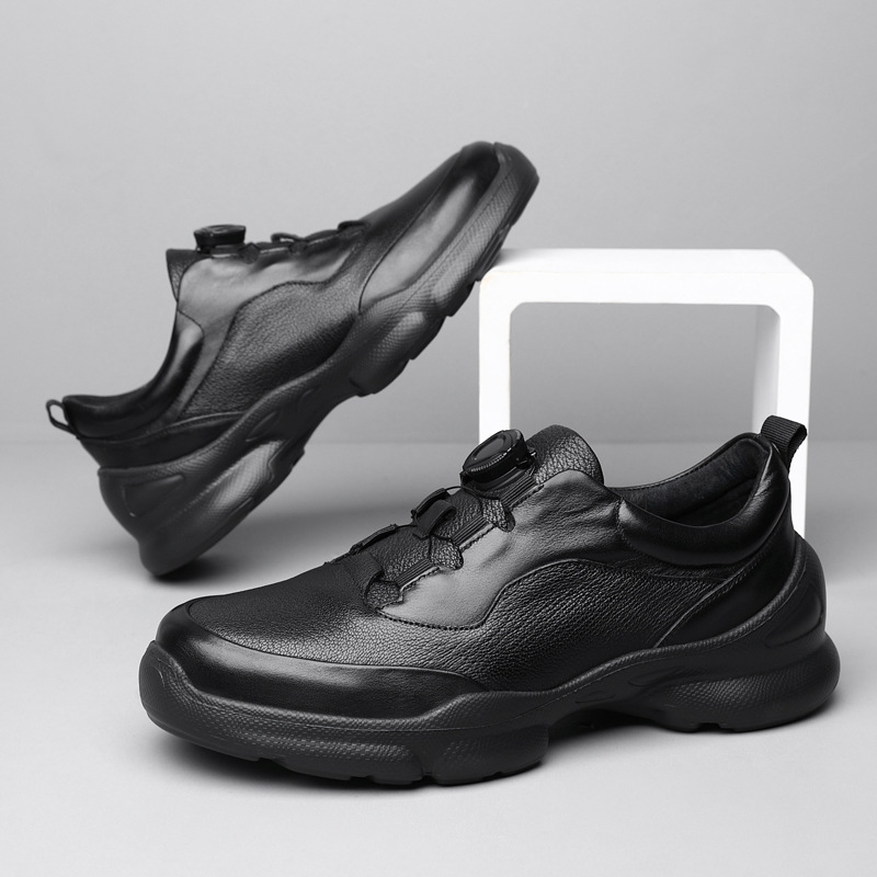 Men's Casual Leather Walking Shoes, Lightweight Comfortable Outdoor Sneakers