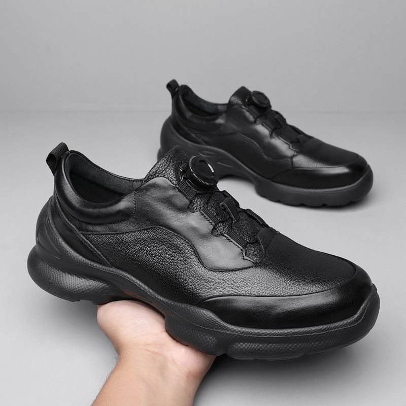 Men's Casual Leather Walking Shoes, Lightweight Comfortable Outdoor Sneakers