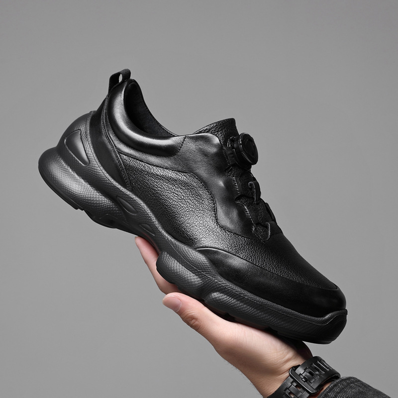 Men's Casual Leather Walking Shoes, Lightweight Comfortable Outdoor Sneakers