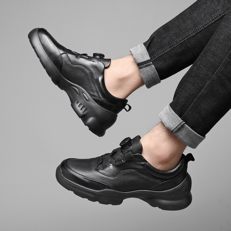 Men's Casual Leather Walking Shoes, Lightweight Comfortable Outdoor Sneakers