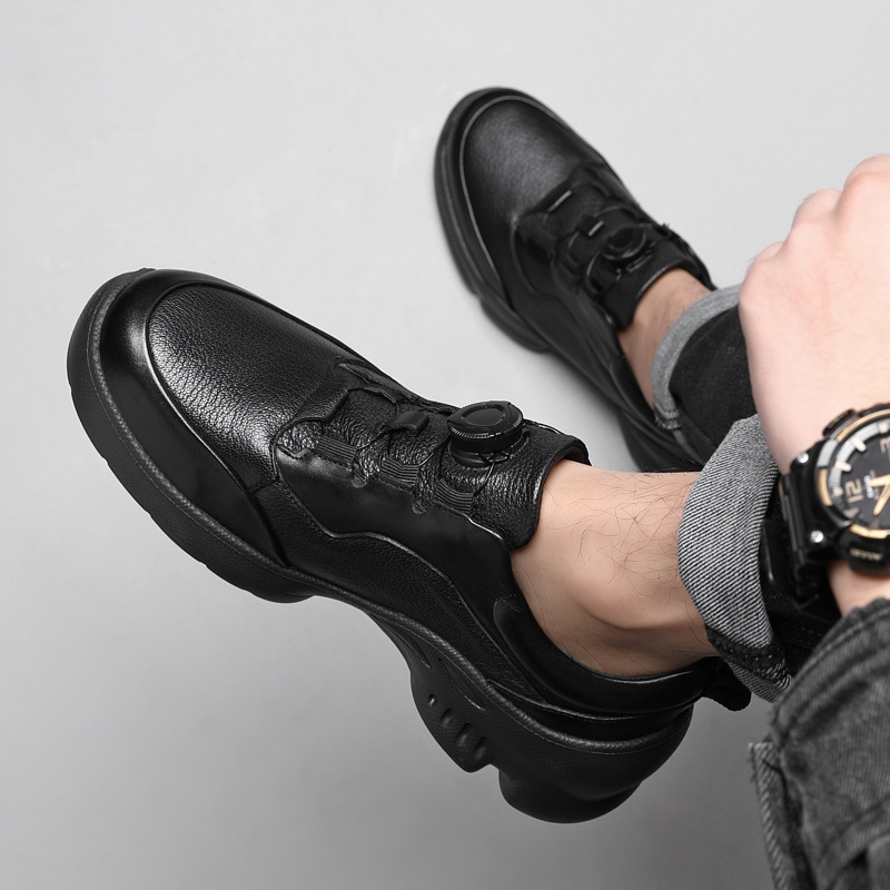 Men's Casual Leather Walking Shoes, Lightweight Comfortable Outdoor Sneakers