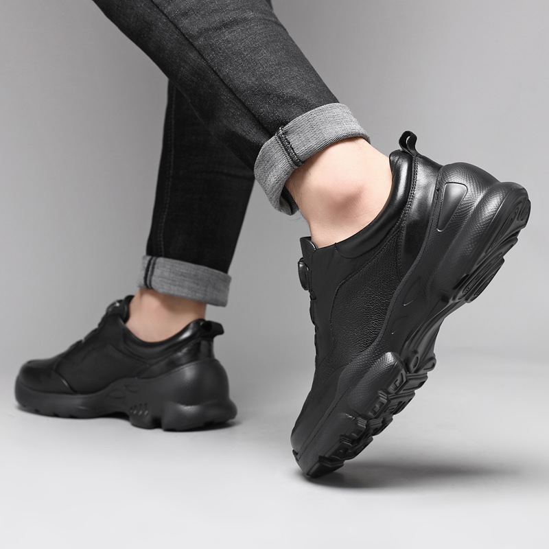 Men's Casual Leather Walking Shoes, Lightweight Comfortable Outdoor Sneakers